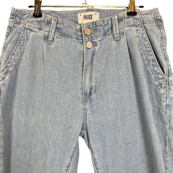 Paige Pleated Mayslie Double Button Jogger Elastic Ankles Zip Closure Size 27 - Picture 4 of 15